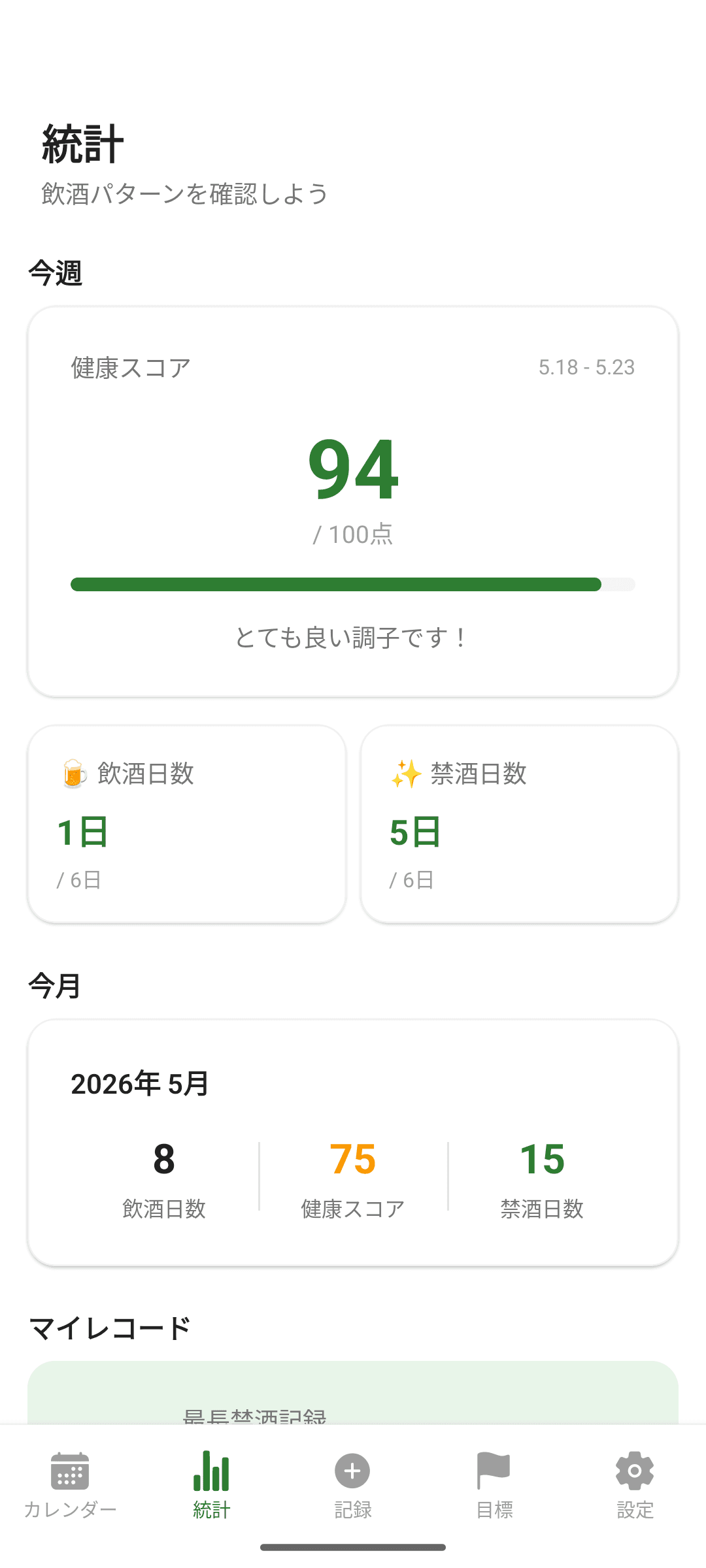 飲酒スコアと統計で確認